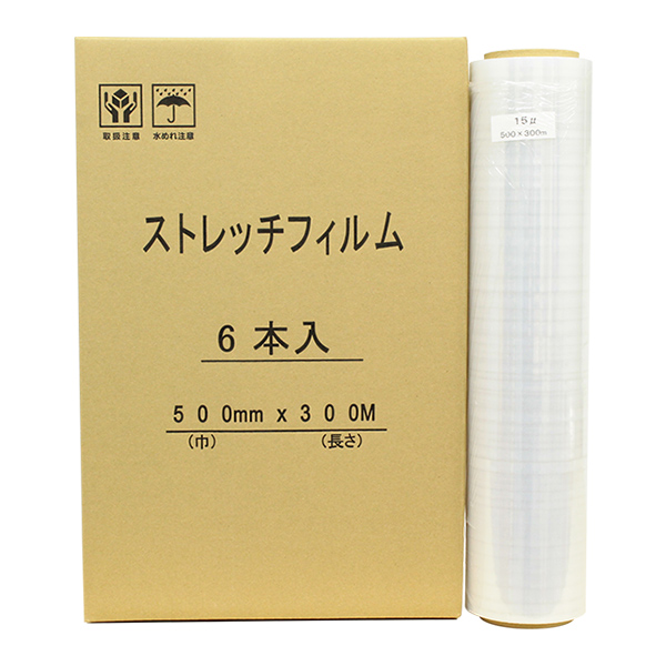 無料長期保証 一般タイプダイヤストレッチ 手巻フィルム規格 20μ BA 3インチ紙管 500ｘ300ｍ 6巻